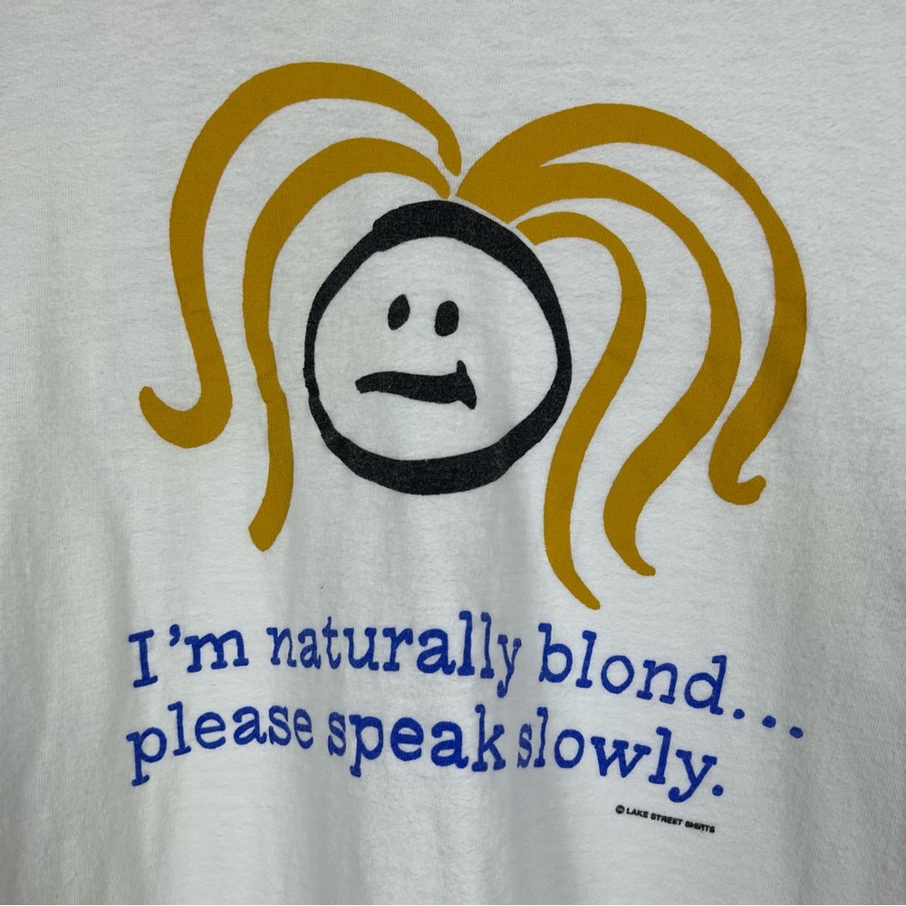 Vintage 1990s Blonde Joke Lake Street T-Shirt XL - Picture 2 of 4